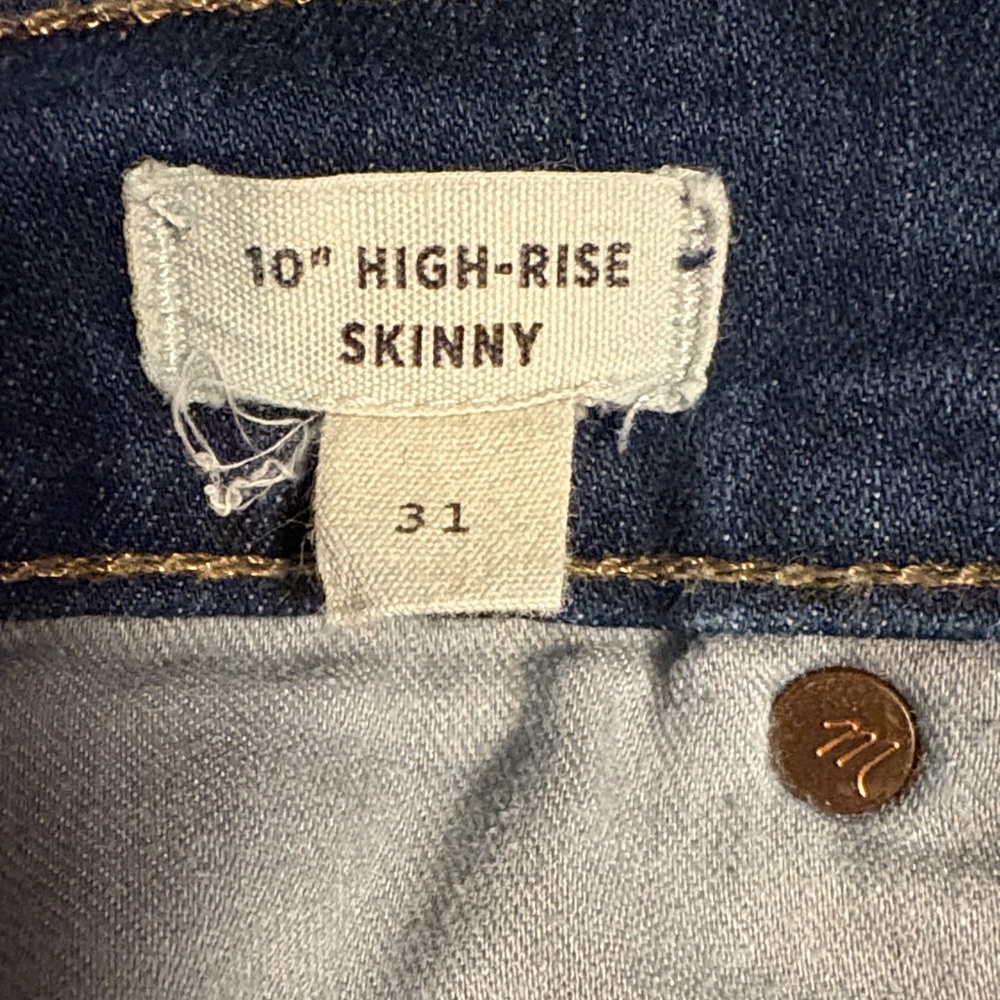 Madewell 10” High Rise Skinny Dark Wash Jeans - Picture 7 of 8